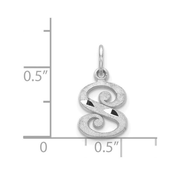 14k White Gold, Isabelle Collection, Mini Letter S Initial Charm - Picture 4 of 5